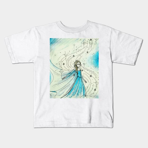 Elsa the Ice Queen Kids T-Shirt by Del Fava Bean